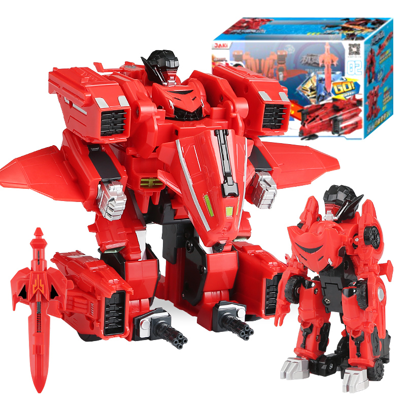 玩具合体机器人组合机变英盟男孩弹跳套 升级版弹射合体变形-夜旋风