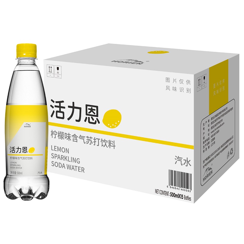 5°C（HORIEN5°C）活力恩 柠檬味 含气果味苏打饮料 500ml*15瓶 整箱装