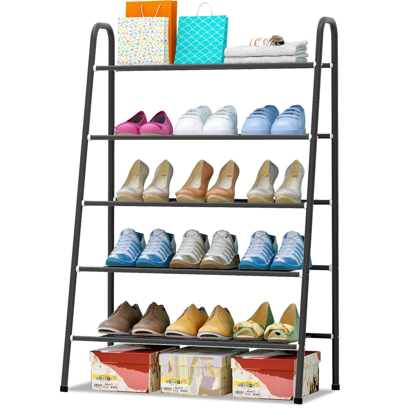 索尔诺 五层鞋架铁艺客厅门口出租屋简易鞋架宿舍拖鞋架置物鞋架 五层【长65*高101cm】