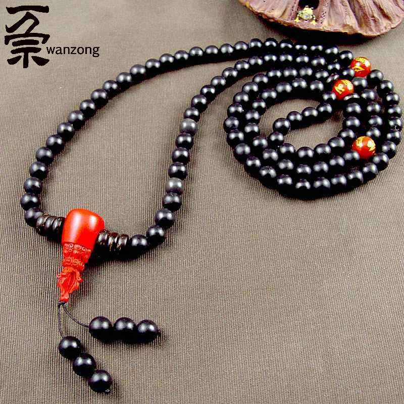 万宗【6mm*108颗】天然泗滨砭石手链男女泗水砭石手串项链佛珠朱砂