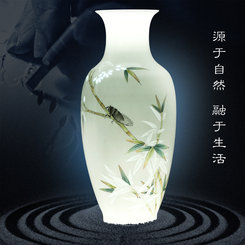 装饰品竹林清风 新中式家居工艺品客厅摆设 高峰半刀泥竹林清风花瓶