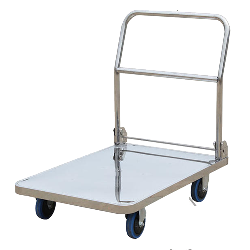 杰适杰适 304不锈钢平板车可折叠手推车四轮小拉车拉货板车拖车 304
