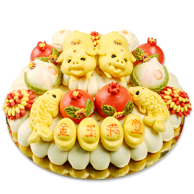 金穗朵花饽饽生日寿桃馒头老人长辈祝寿贺寿馍馍蛋糕金玉满堂面食3