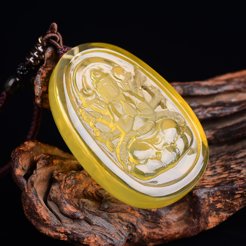 慈灵阁 大号黄水晶千手观音吊坠 本命佛生肖属鼠守护神菩萨男款