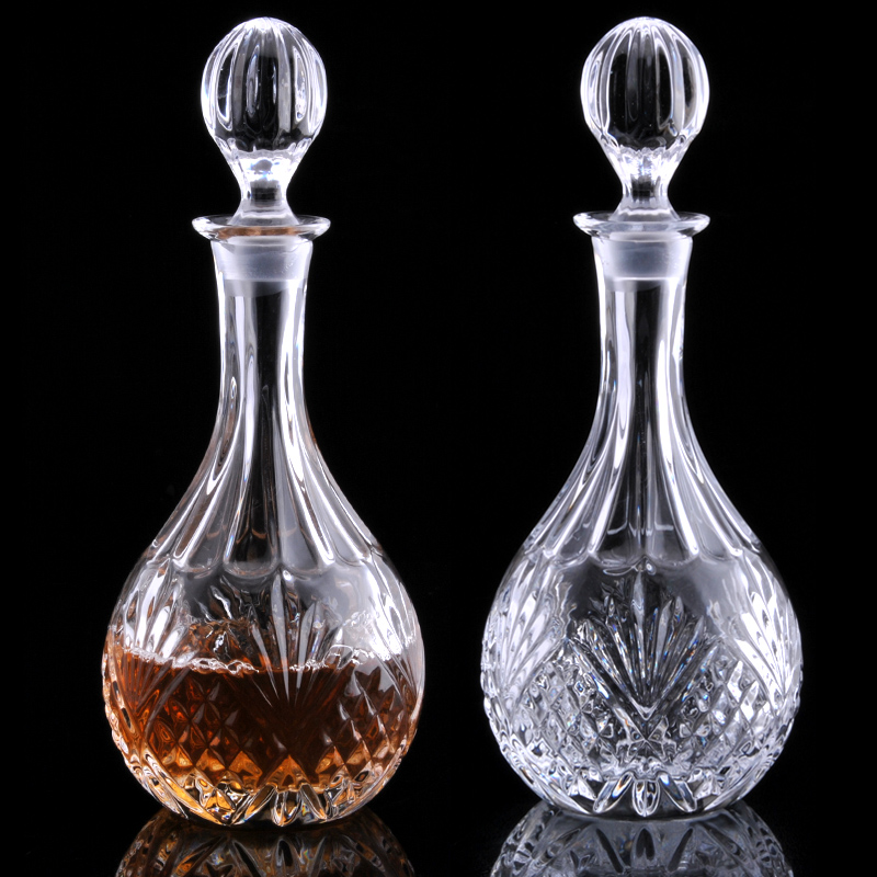 益加厚水晶红酒瓶空瓶洋酒瓶带盖威士忌酒瓶 洋酒酒具 醒酒器  玻璃瓶