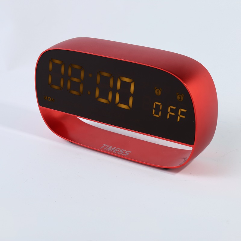 TIMESS 闹钟 儿童学生闹钟 全触屏多功能LED闹钟床头静音闹钟T002-4红色