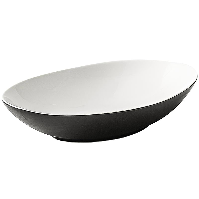 魚(yú)盤(pán) 盤(pán)子 菜盤(pán) 家用橢圓盤(pán)酒店擺盤(pán)復古啞光黑歐式創(chuàng )意船型12寸大號 橢圓魚(yú)頭碗-10寸