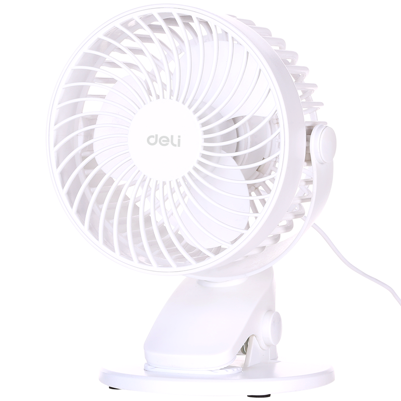 得力（deli）USB桌面風(fēng)扇迷你輕音小電扇家用臥室學(xué)生宿舍辦公室臺式桌面扇臺夾扇 白