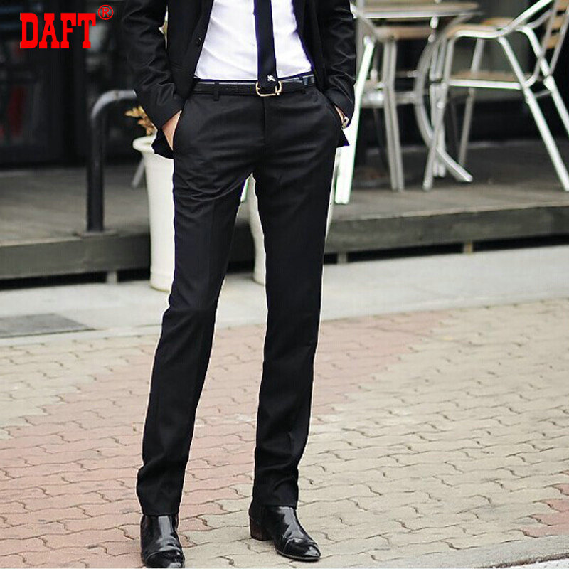 daft春秋季新款男士修身小脚休闲西裤 白领工作装免烫西裤伴郎职业装