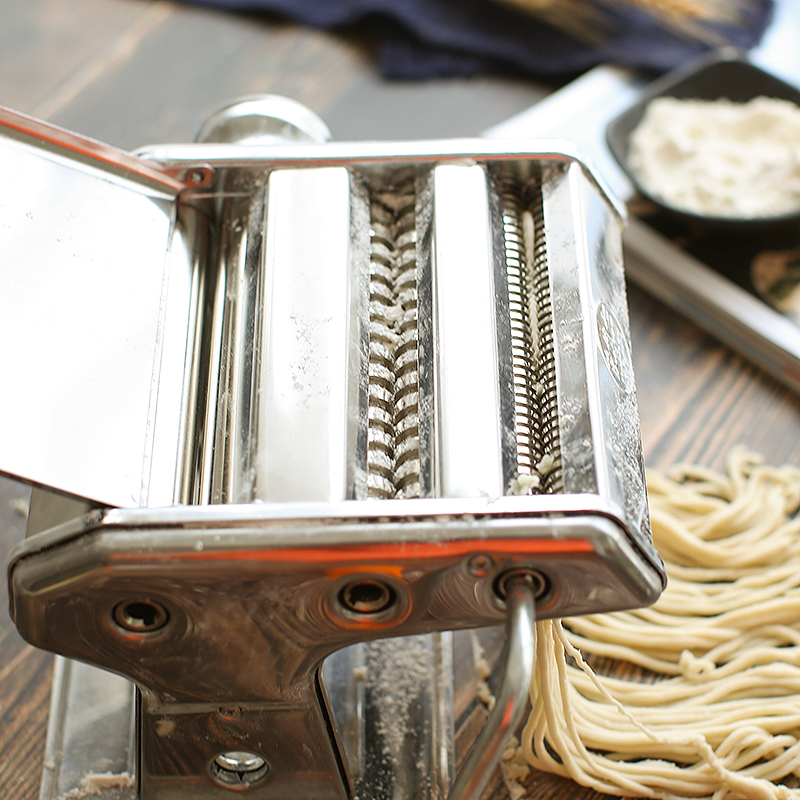 鸿迪家用不锈钢面条机压面机手动手摇饺子混沌宽窄面皮擀面机制面机 三刀压面机