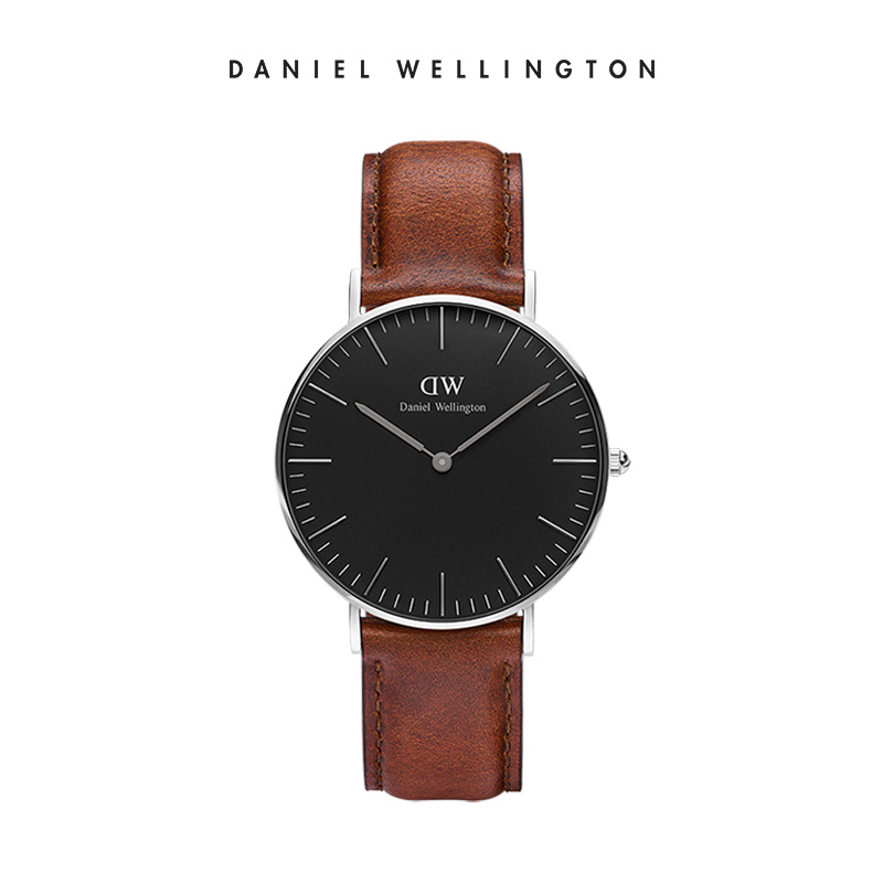 丹尼尔惠灵顿（DanielWellington）[部分爆品5折]DW手表男石英男士手表简约腕表 生日礼物送男友 36MM棕皮带银色黑盘DW00100142