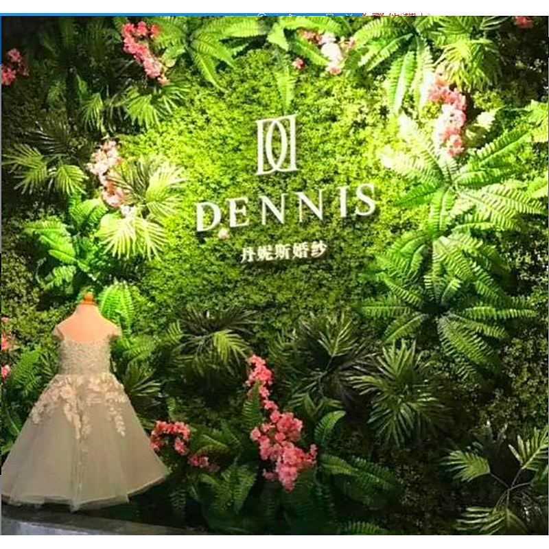 草坪绿化墙体地毯草皮假叶子挂墙绿植工程装饰绿色  热带雨林(一平米)