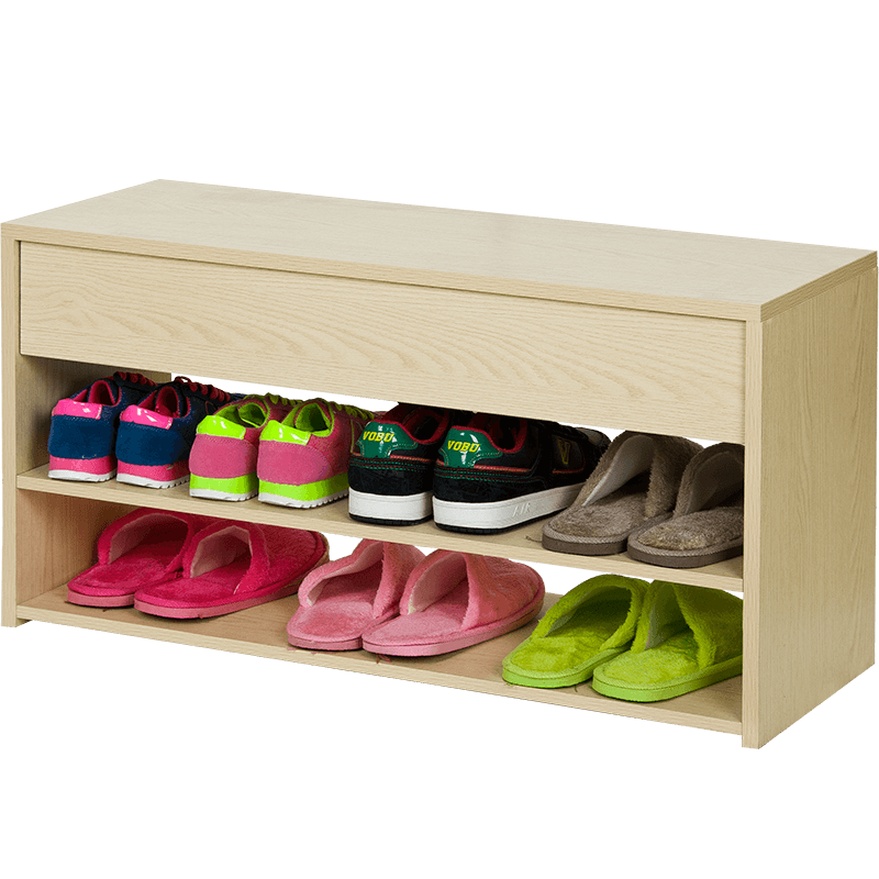 慧乐家 鞋柜 泊雅特翻盖换鞋凳 多功能储物鞋架 白枫木色 11046-1