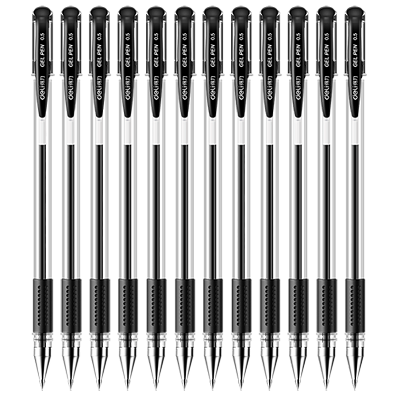 deli 得力 DLSX-6600 拔帽中性笔 黑色 0.5mm 12支装