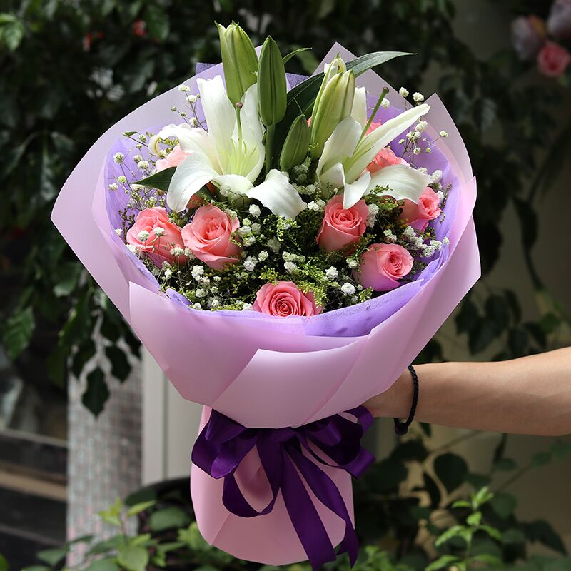 一花一恋鲜花同城配送红玫瑰百合花束送女友闺蜜老婆妈妈表白生日礼物