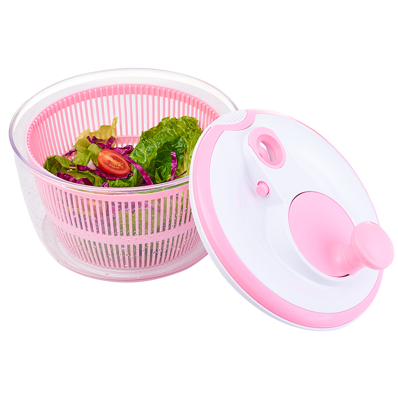 家用蔬菜沙拉甩干机脱水器水果甩水机大号洗菜神沥水去水器厨房用品 粉红色