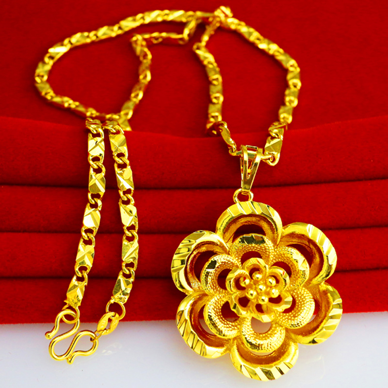 千影珠宝金项链女款镂空款花朵吊坠包金项链坠子仿金子送礼物送朋友送