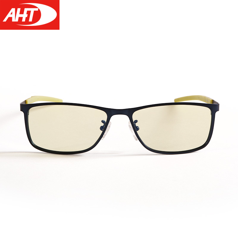 AHT防蓝光眼镜男女防辐射眼镜电脑护目镜学生平光眼镜电竞眼镜定制 AB0011-C2黑 0度【浅黄,专业防蓝光】