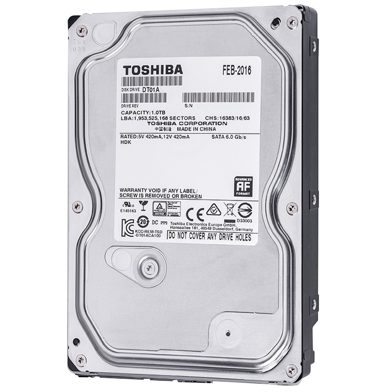 TOSHIBA 东芝 Video Stream系列 3.5英寸监控级硬盘 1TB 32MB(5700rpm、PMR)DT01ABA100V