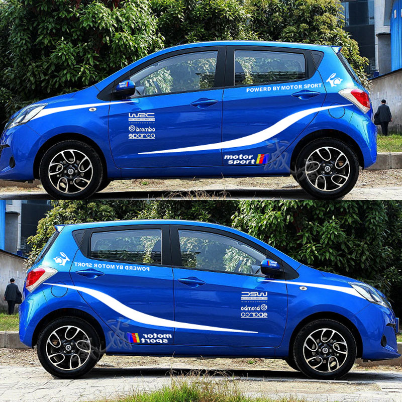 新飞度汽车贴纸 奔奔 嘉年华z100车身腰线拉花全车改装贴 车贴颜色