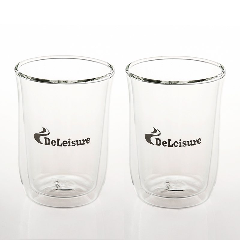 deleisure 咖啡机配件 双层中空保温隔热玻璃杯卡布基诺咖啡杯2只装