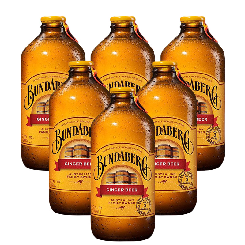 Bundaberg宾得宝含气饮料 澳洲进口 375ml ginger beer  宾得宝无醇啤酒饮料 6瓶 宾得宝姜汁饮料