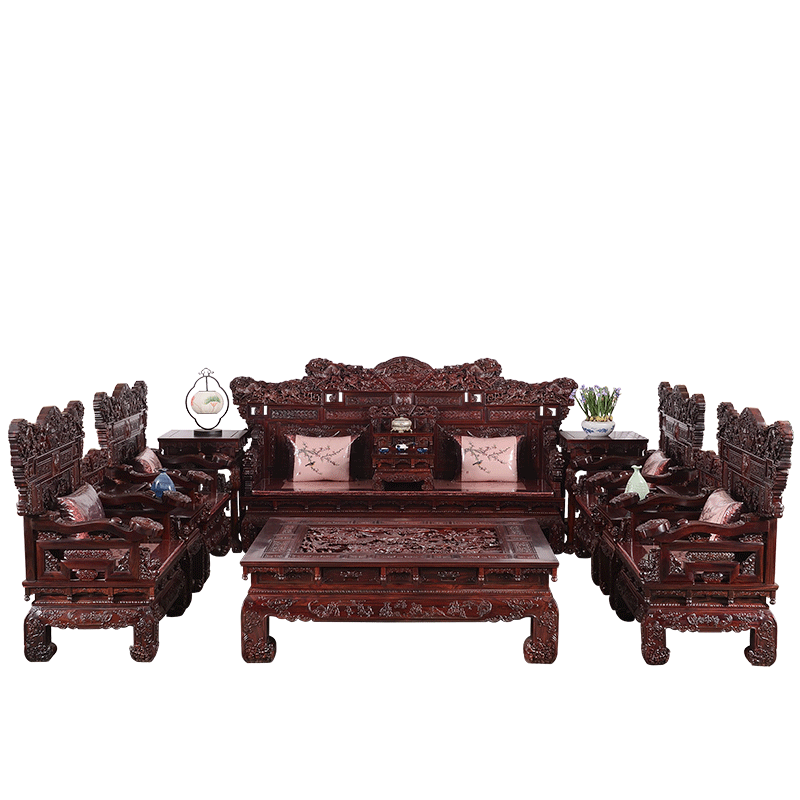 祥蕴阁 红木家具 印尼黑酸枝(学名:阔叶黄檀)豪华大款手工深雕刻沙发仿明清古典实木现代客厅沙发组合 限额定金专拍