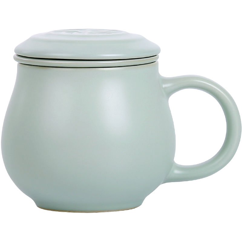 汝道汝窯茶杯套裝禮品家用陶瓷杯個(gè)人復古泡茶杯汝瓷開(kāi)片辦公杯泡茶杯 汝窯-福滿(mǎn)杯330ML