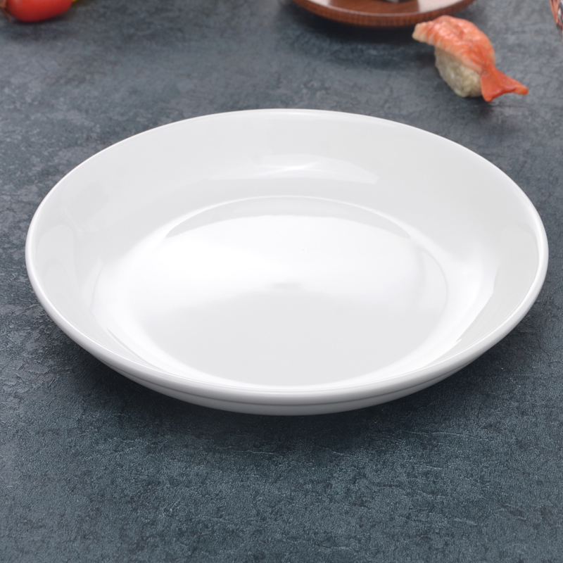 剁椒鱼头盘子陶瓷纯白大号圆形蒸鱼盘饺子盘饭盘果盘菜盘家用圆盘 7寸