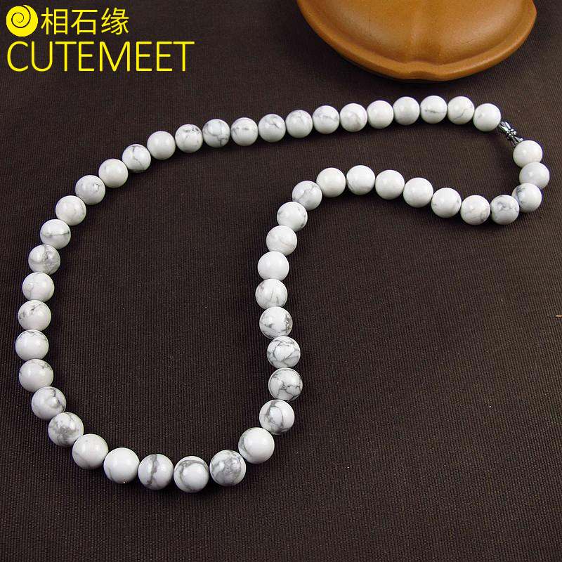 相石缘白松石项链女圆珠单圈女士民族风饰品礼物 6mm圆珠项链