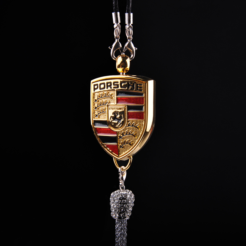 镶钻带钻车标吊坠 车内后视镜装饰品 车用挂饰吊件补充液 保时捷卡宴