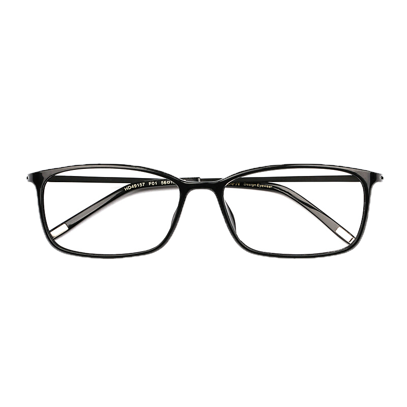 汉（HAN）近视眼镜框男女款 配镜片防蓝光辐射眼镜光学护目眼睛架 49157 经典亮黑 配1.60非球面防蓝光镜片(200-600度)
