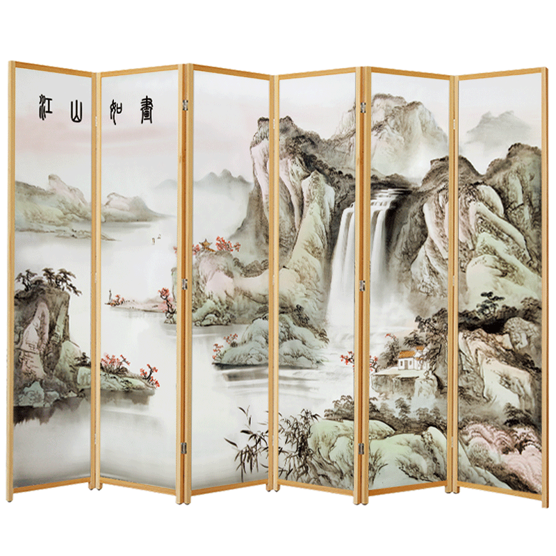 祥朗实木彩绘屏风隔断现代中式移动折屏座屏玄关客厅卧室书房酒店宾馆艾灸理疗养生屏风帘隔断玄关遮挡屏风 1.2米高x0.4米宽一扇