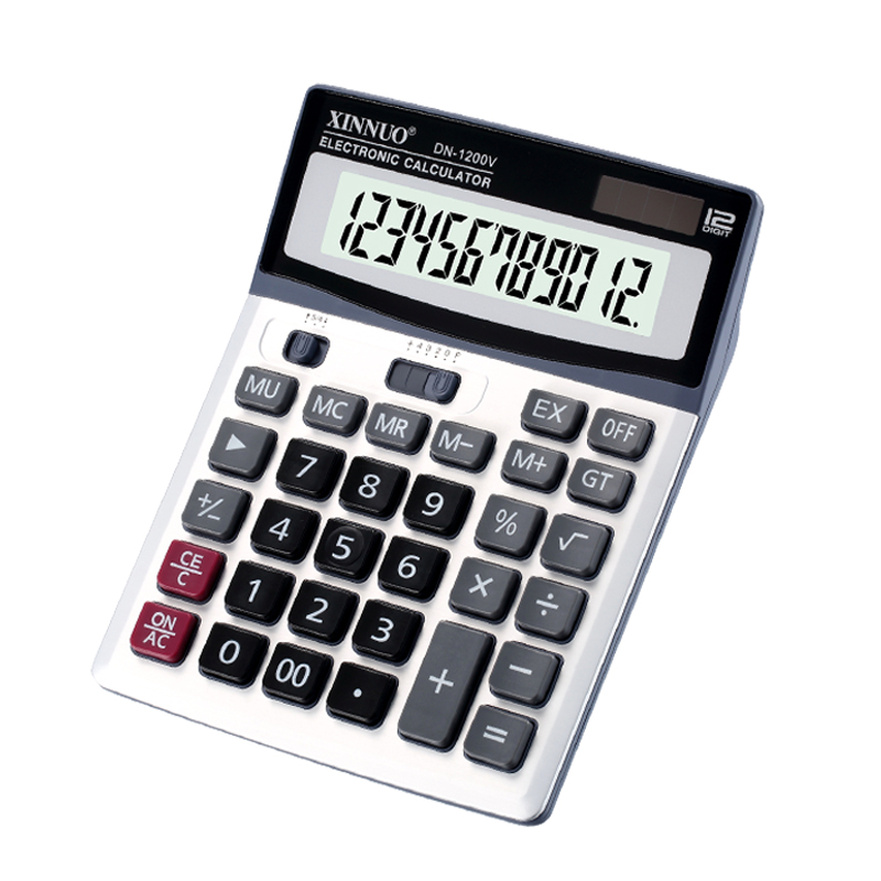 信诺计算器dn-1200v计算器12位数太阳能桌面商务办公型计算机会计理财