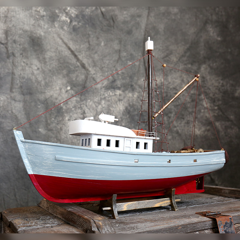 室内（Snnei）地中海风格木质渔帆船模型客厅摆件装饰品手工艺品家具创意办公室家居房间艺术品 悦丰收款