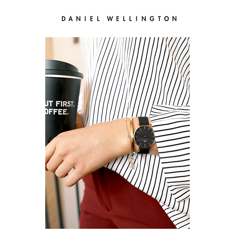 丹尼尔惠灵顿（DanielWellington）[部分爆品5折]DW手表女 简约欧美表瑞典石英腕表 生日礼物送女友 32MM金色边黑盘DW00100201