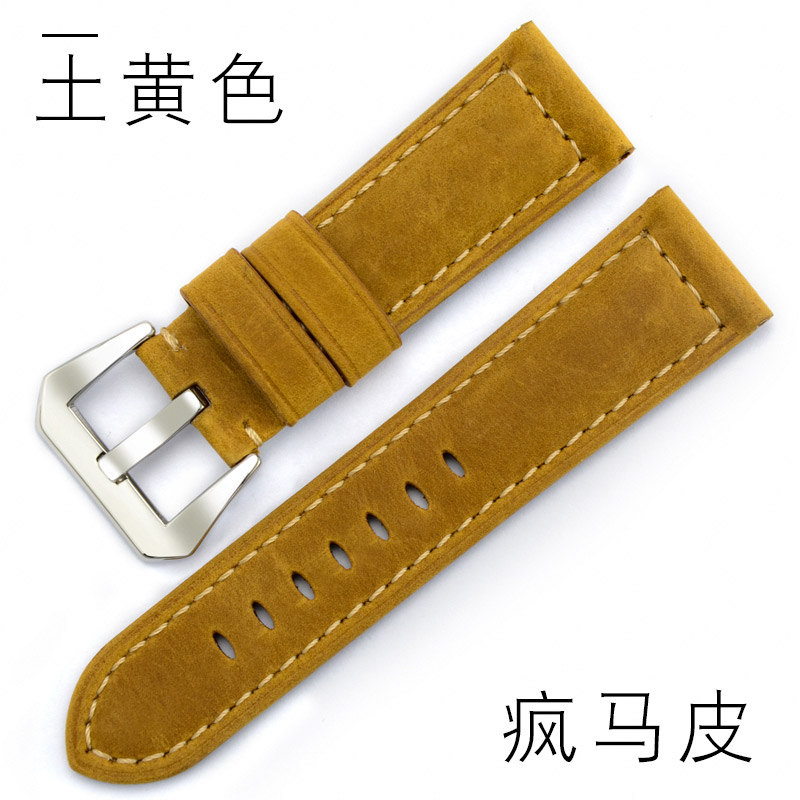 泊格 适用于沛纳海真皮表带男 pam111手表带真皮351 359大海疯马皮