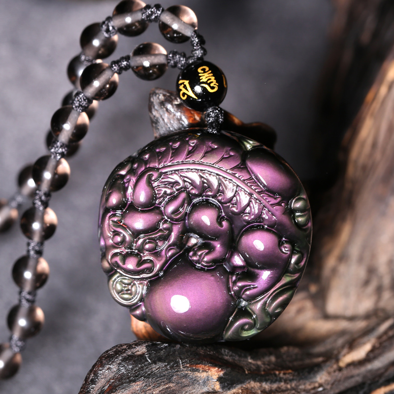 慈灵阁幻世红眼黑曜石貔貅吊坠 有求必应纳福貔貅男女款项链饰品