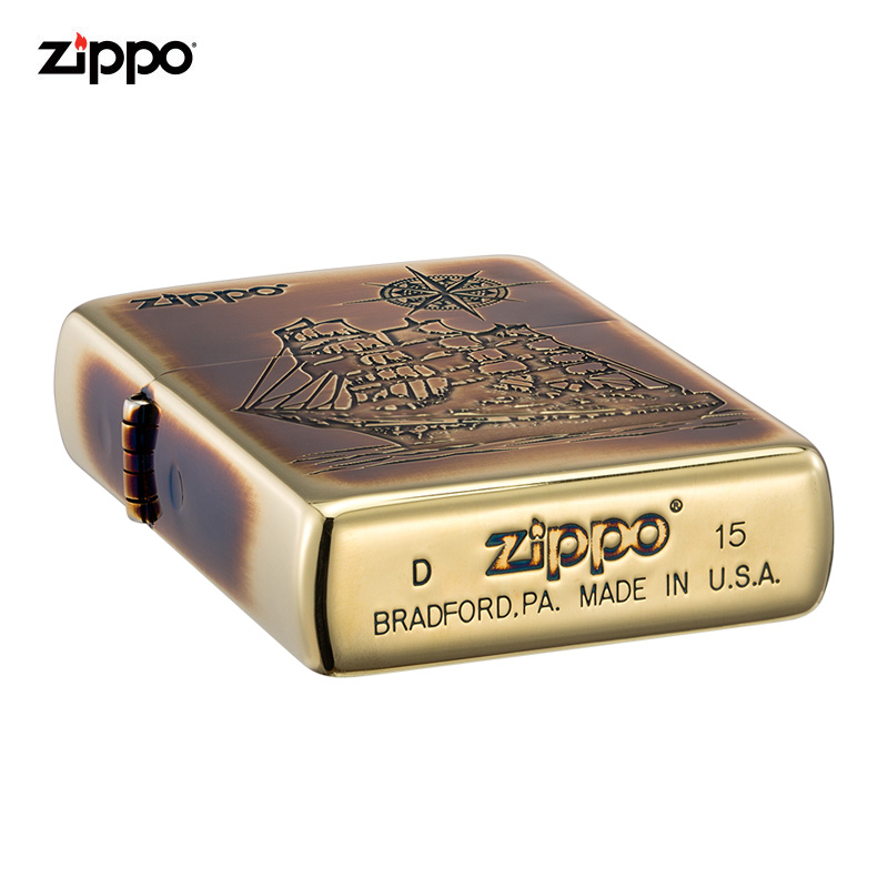 ZIPPO官方旗舰店正品煤油打火机zippo原装 一帆风顺熏金告白礼物送男友 一帆风顺-熏金 通用套装(含棉线)