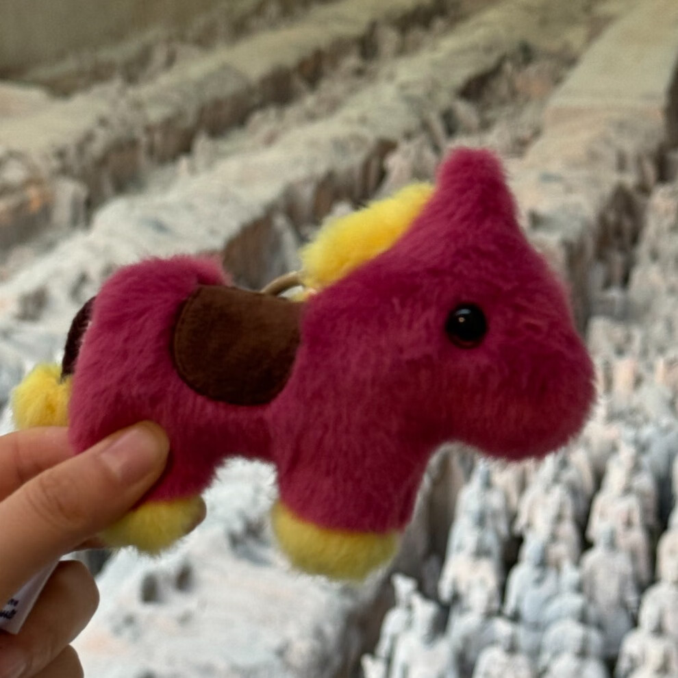 秦始皇兵马俑博物馆朕的毛绒朕的马毛绒钥匙扣玩偶挂件包包配饰文创纪念儿童节日礼物 玫御紫