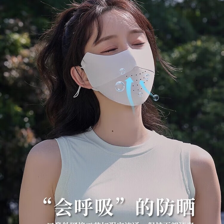 华婷露新款冰丝防晒口罩女防紫外线夏季透气遮阳面罩3d立体护眼角脸罩 【2件替换装】黑色+深灰