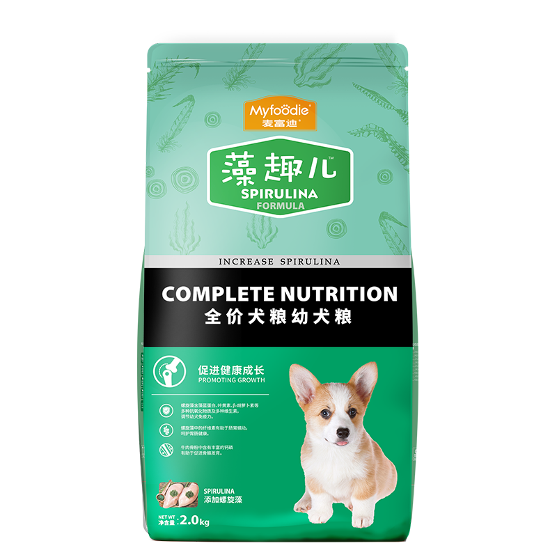 麥富迪  肉松狗糧 藻趣兒通用小型中大型全價(jià)肉松糧升級肉松海苔款 幼犬糧10kg