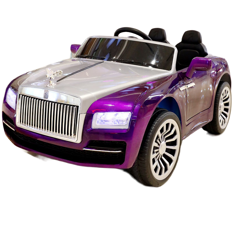 愛(ài)奇馬（IQIMA）超大嬰兒童電動(dòng)車(chē)四輪遙控汽車(chē)1-8歲男女寶寶玩具車(chē)4輪充電可坐人 烤漆紫+雙座四驅藍牙搖擺+皮座 勞斯幻影超大款0-10歲雙開(kāi)門(mén)