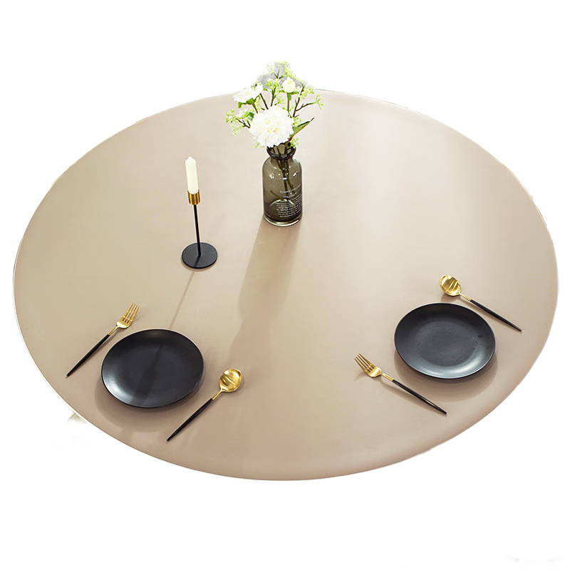 佳爾美輕奢高級(jí)感圓桌桌布防水防油免洗防燙家用圓形皮革桌墊餐桌布臺(tái)布 圓形皮質(zhì)桌布米色 定做，聯(lián)系客服改價(jià)