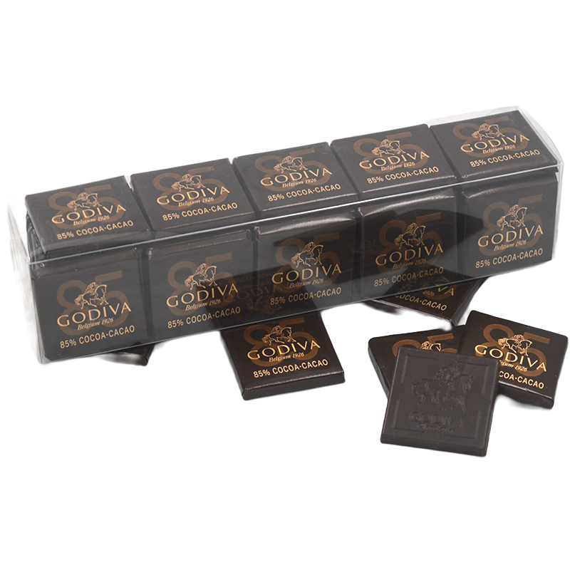 歌帝梵（GODIVA） 黑巧克力50片裝排塊散裝比利時(shí)進(jìn)口牛奶大板磚烘焙原料高檔零食 85%黑巧克力 50片裝