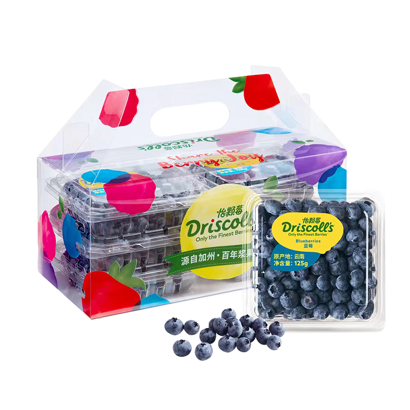 怡颗莓Driscoll's 云南蓝莓14mm+ 6盒礼盒装 125g/盒 新鲜水果礼盒