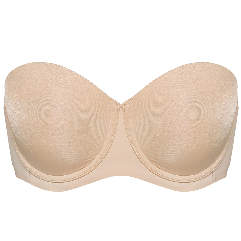 奶糖派半杯無(wú)肩帶1.0大胸文胸抹胸美背薄款防滑無(wú)痕內(nèi)衣女光面送女友 自然膚（自然偏白的膚色） 70D