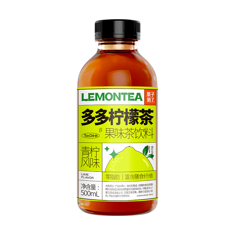 果子熟了 多多柠檬茶 0脂肪茶饮料 青柠味 500mL*15瓶