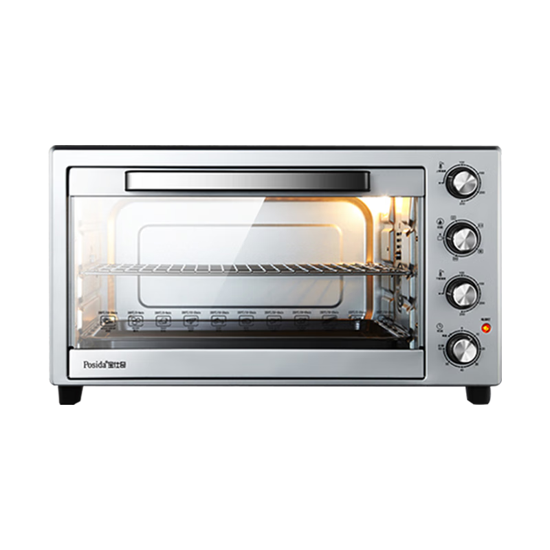 宝仕奇（Posida）烤箱家用烘焙多功能 超级大容量电烤箱 台式精准控温度40升家电厨房大烤箱 48L 银色