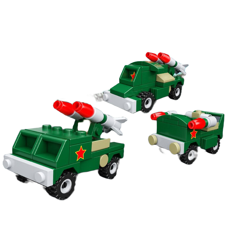 开益拼装儿童早教玩具军事小颗粒积木坦克车飞机轰炸战机男孩节日礼物 防空导弹车
